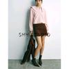 Spring New Women's Clothing Sweet Style Small round Lapel Small Plaid Puffy Long Sleeve Shirt Top 4661038