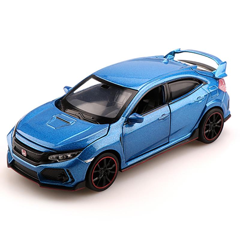1:32 Honda Civic Type-R Суперкар Сплав Литье под давлением Металлическая модель Звук и Свет Настольная Коллекция Декоративный Подарок Мальчики Коллекционируют Подарок
