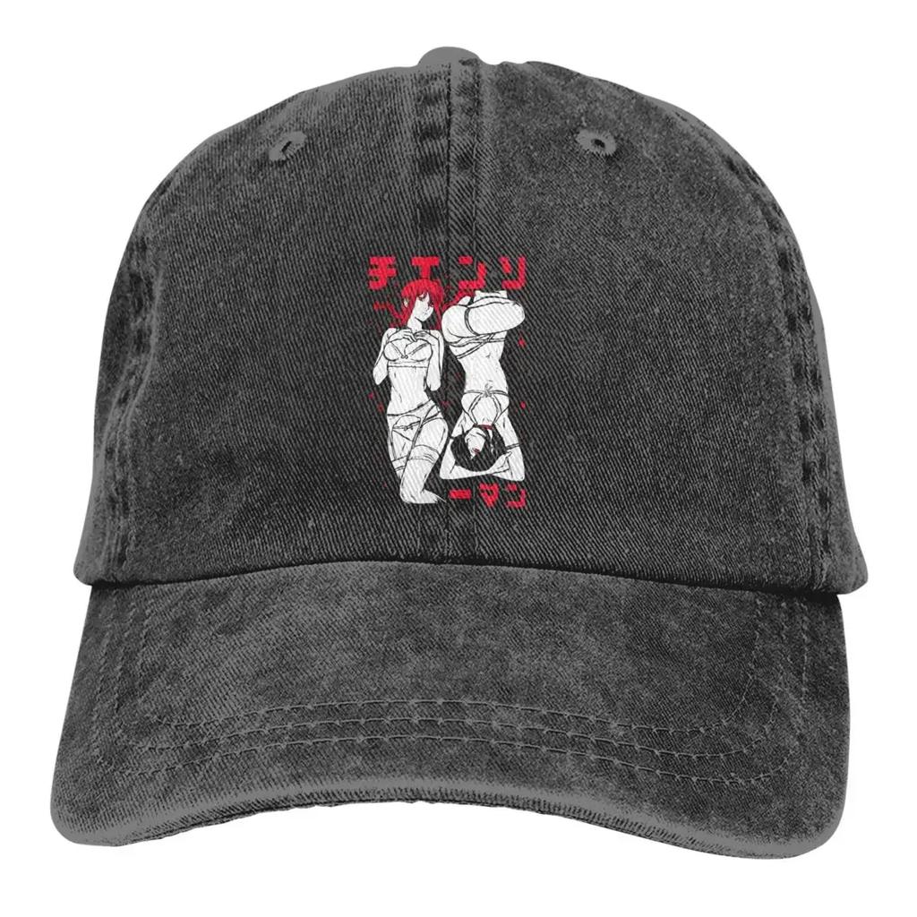 Стираная мужская бейсболка Makima Reze Trucker Snapback Ковбойские кепки Dad Hat Chainsaw Man Аниме Кепки для гольфа
