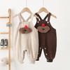 2025 Winter Korean Style Corduroy Cartoon Overalls for Kids, 0-3 Years, Plus Velvet, Snap Buttons