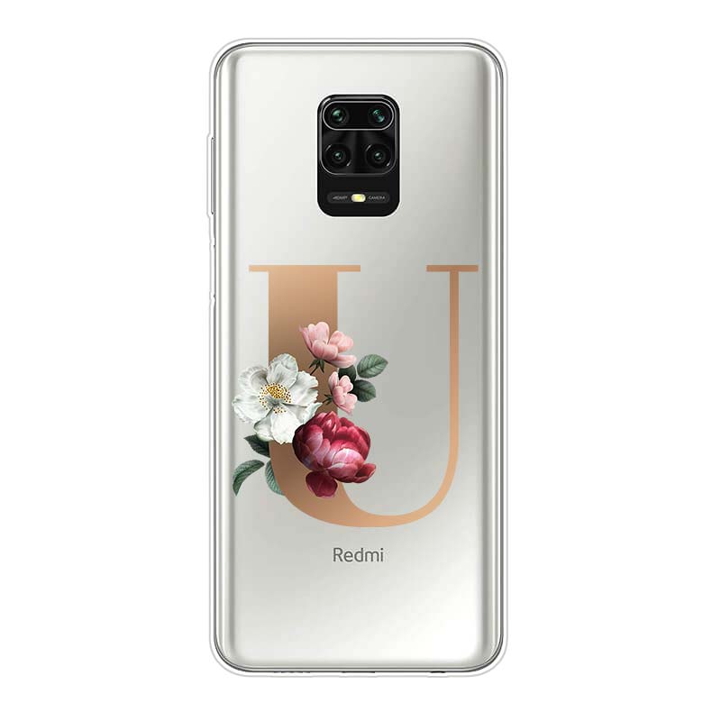 Силиконовый чехол с буквами алфавита и цветами Z для Xiaomi Redmi Note 10 10S 9 9S Pro Max 9T 8T 8 7 6 5 Pro 5A 4X 4