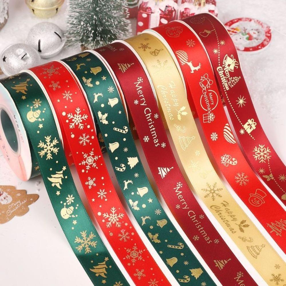 DIY Christmas Ribbon Home Ornaments Fresh Flowers Gold Foil Silk Packaging Ribbon Party Supplies