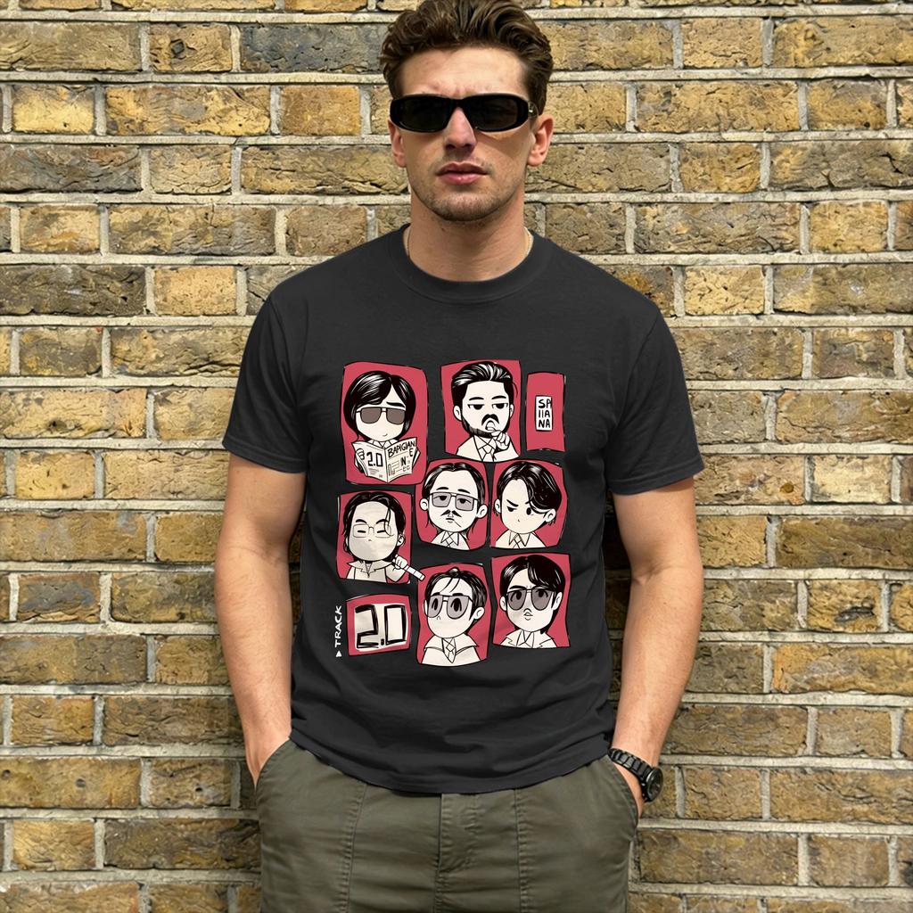 Q Version Characters T Shirts Unisex Cotton Cool TShirts Round Neck Korean Boy Band Tees Short Sleeve Tops New Arrival