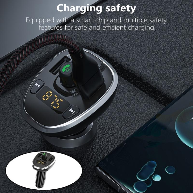 Bluetooth-compatible FM Transmitters for Car,Double USB Charging Car Adapters MP3 Music Player FM Car Kit Handsfree Call