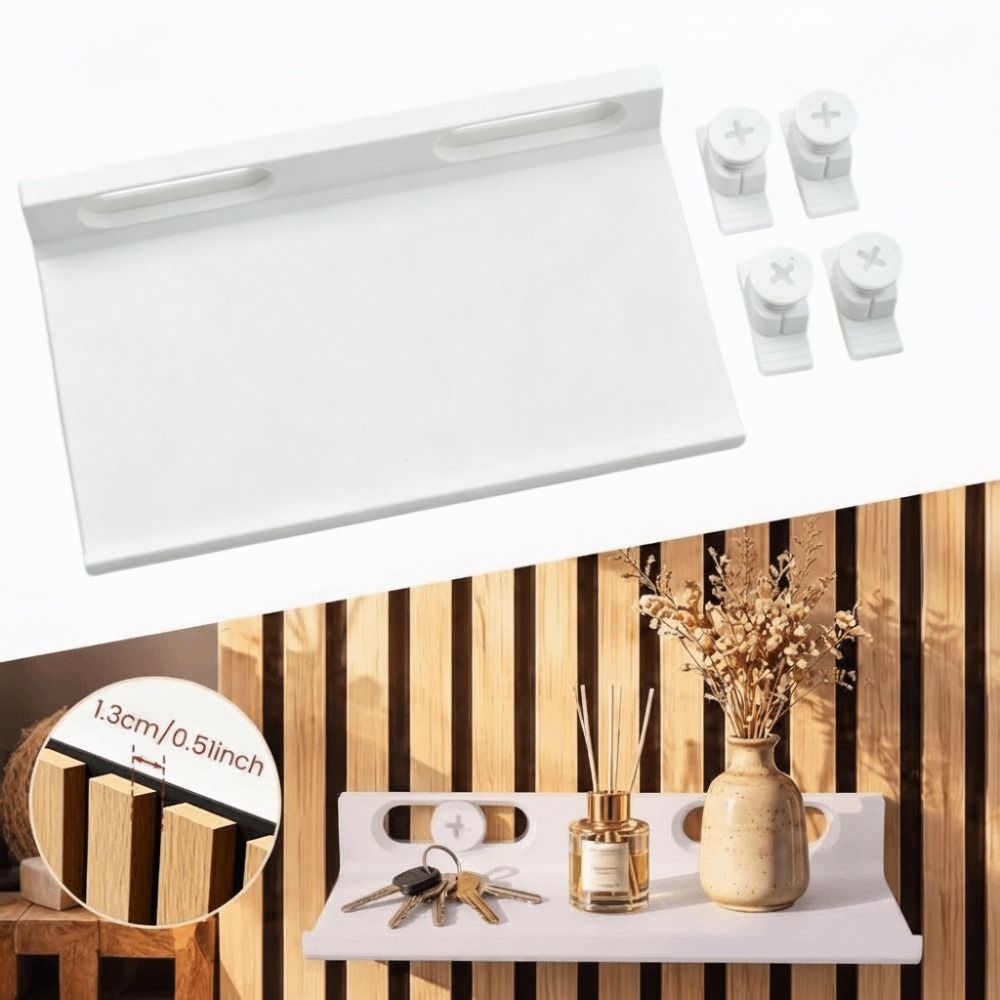 Damage-Free Slat Wall Shelf No Drill Acoustic Panel Holder Floating Shelf Storage Rack
