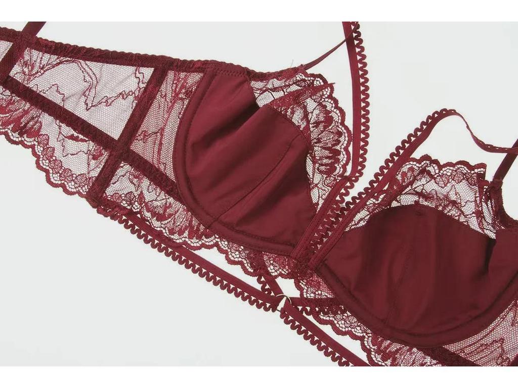 Ultra-Thin Red Lace Zodiac Bra Set for Women - Perfect Fit for All Sizes