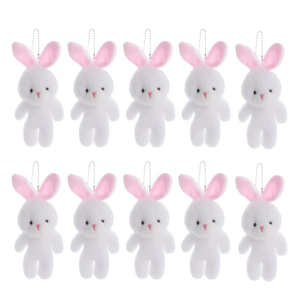 10Pcs Cartoon Animal White Rabbit Plush Keychain Easter Party Bunny Plush Dolls Holiday Gift