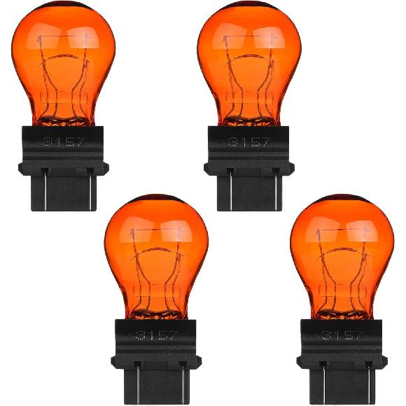 3157NA 4157 Bulb, 12V P27/7W Brake/Tail/Turn Signal/DRL Lights(Amber,2PCS) | 4157NA 3157 3157LL 3047 3057 4057 T25 Replacement for F150 Ranger Edge