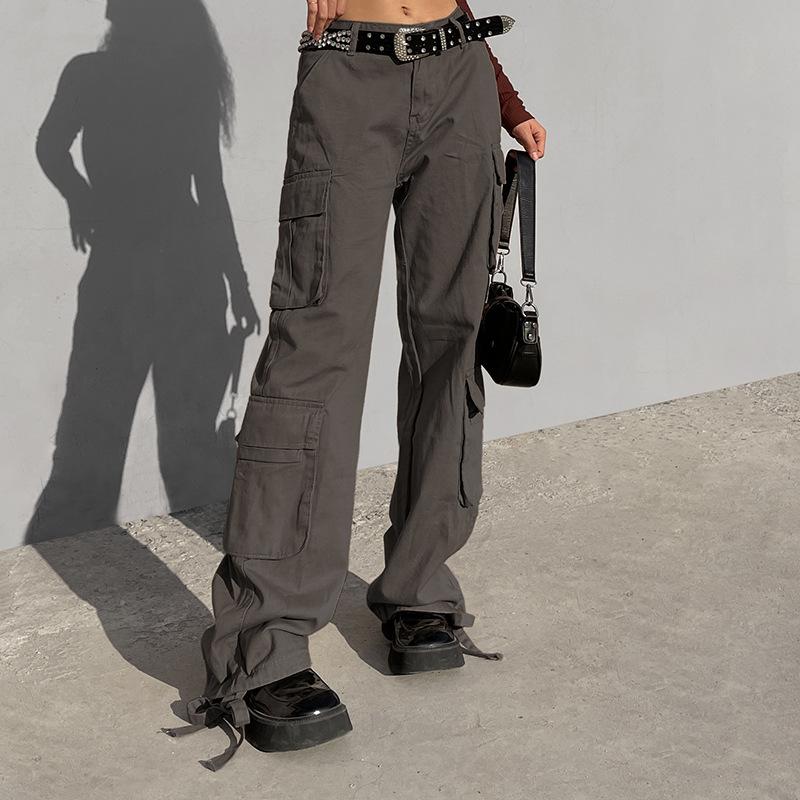 Осенне-зимняя уличная рабочая одежда в стиле хип-хоп с низкой талией, ковбойские брюки, женские брюки