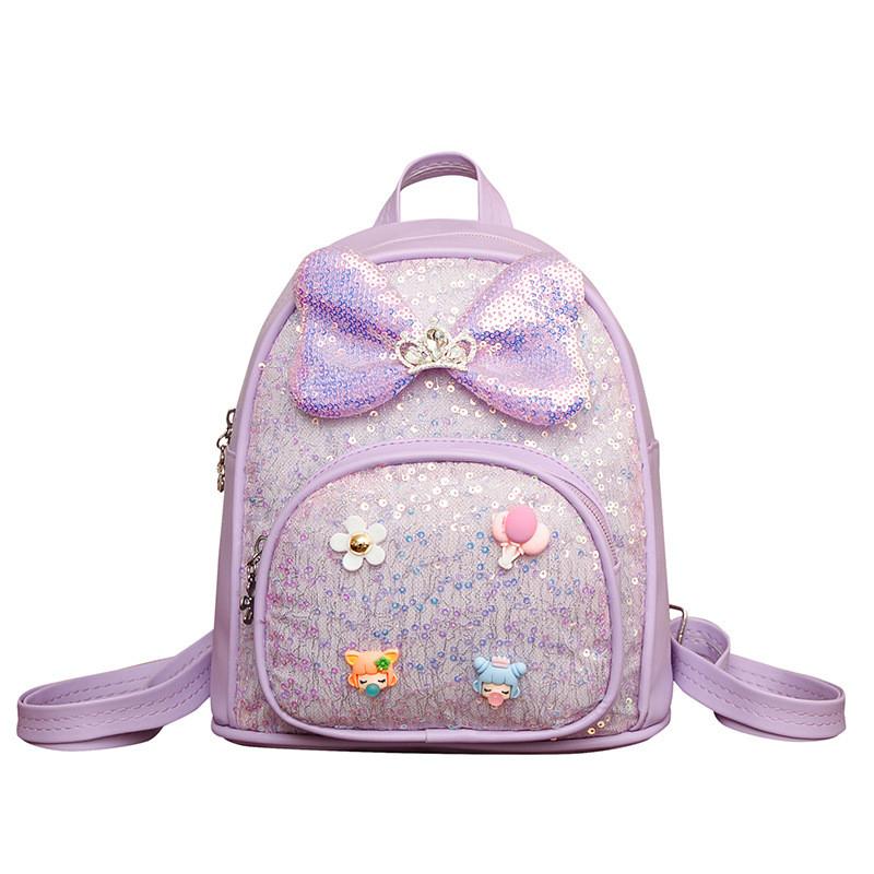 Baby Girl Backpack Pu Material With Glitter Sparkle For Preschool Kids
