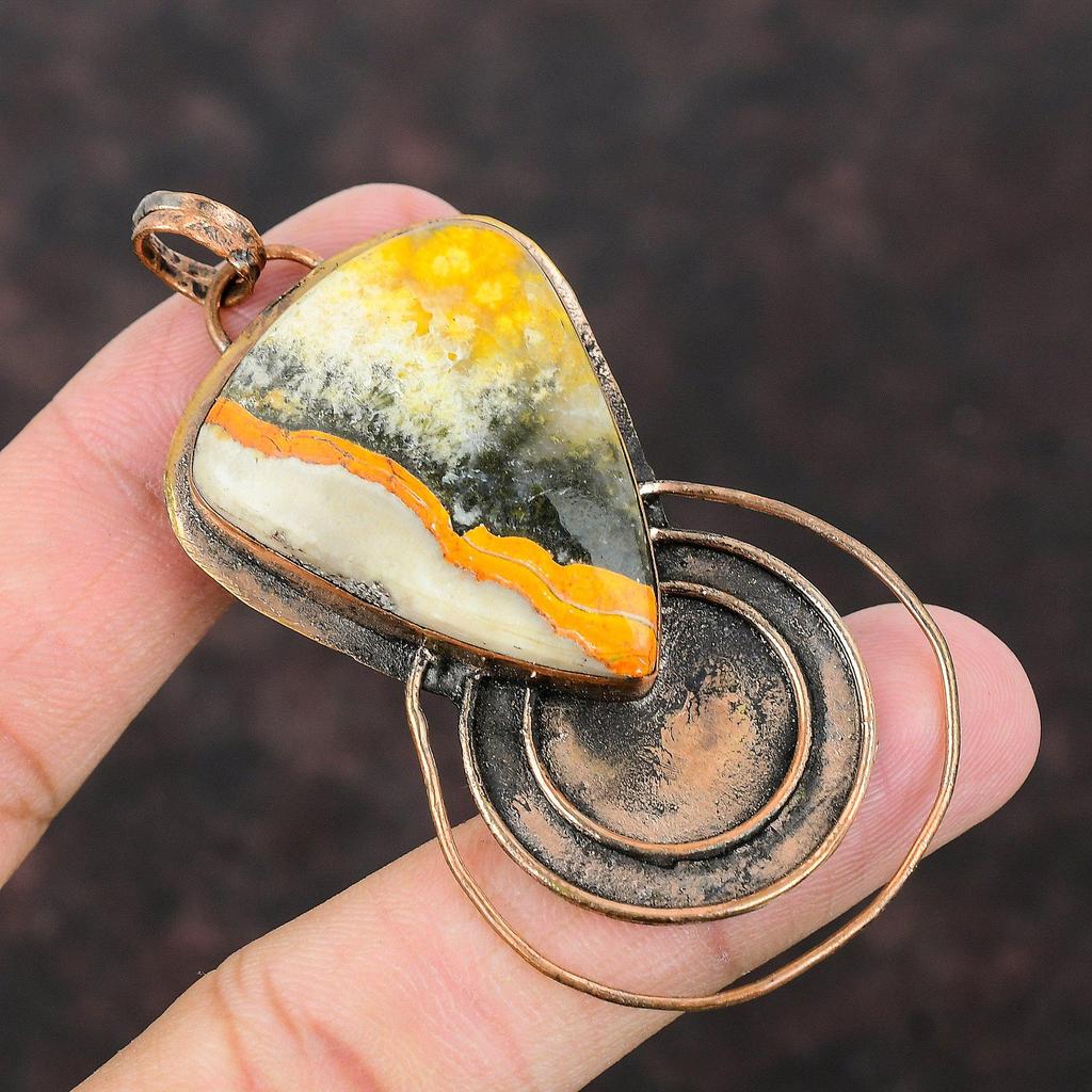 Подвеска из яшмы "Шмель" Медный кулон Подвеска из драгоценного камня Окисленная медь Ювелирные изделия Подвеска ручной работы Подвеска "Шмель" Ювелирные изделия из яшмы Подарок на помолвку