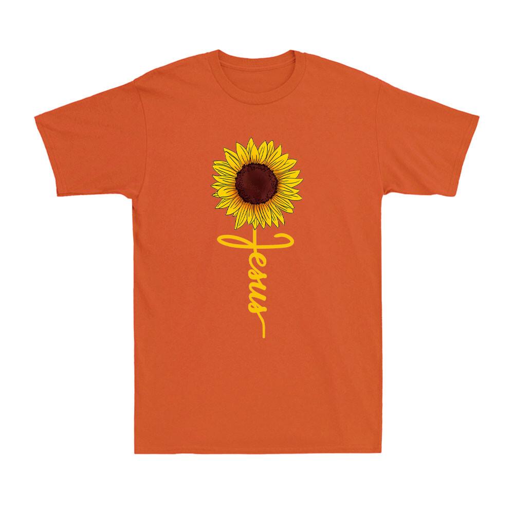 Sunflower Jesus Print Funny Christianity Faith Belief Unisexs Short Sleeve Tshirt