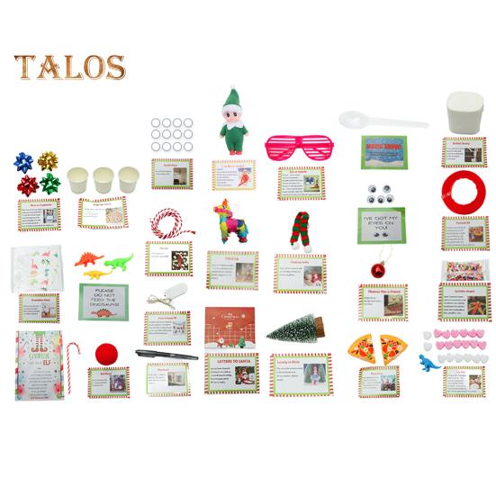 Рождественский комплект эльфа 2024 года 12/24 дня рождественских развлечений для эльфа реквизит обратный отсчет Рождества подарочная коробка для детей и семьи