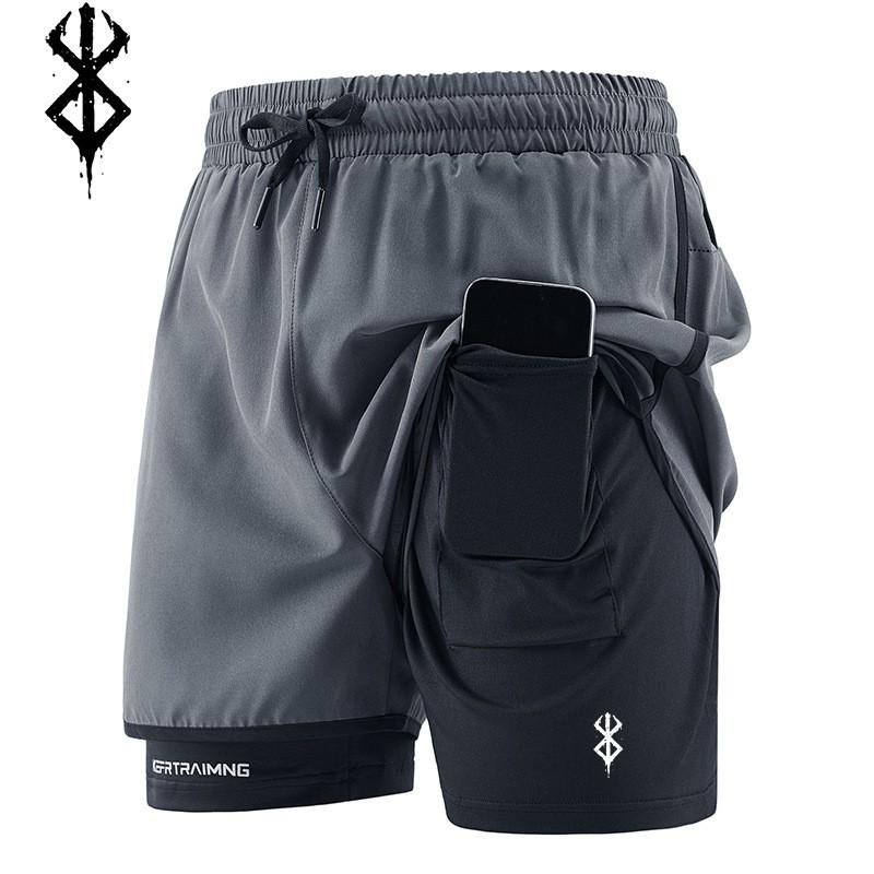 Men Summer Shorts Running Sports 2 in 1 Quick Dry Workout Training Gym Fitness Jogging Shorts Pants