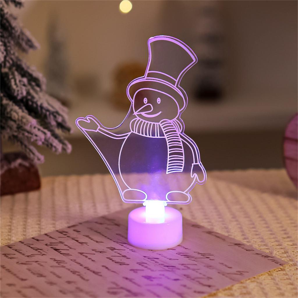 Glowing LED Christmas Acrylic Decoration With Changing Light Battery Powered Desktop LED Lamp for Christmas Centerpieces