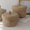 Коробки для цветочных горшков из плетеной морской травы, корзины для хранения всякой всячины с крышками, плетеная коробка для хранения закусок, джутовый шкаф, круглый подарочный столик