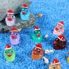 10pcs Christmas Mini Resin Ducks Glitter Miniature Christmas Hat Duck Figures Shine Tiny Duck Ornaments Micro Landscape Decor
