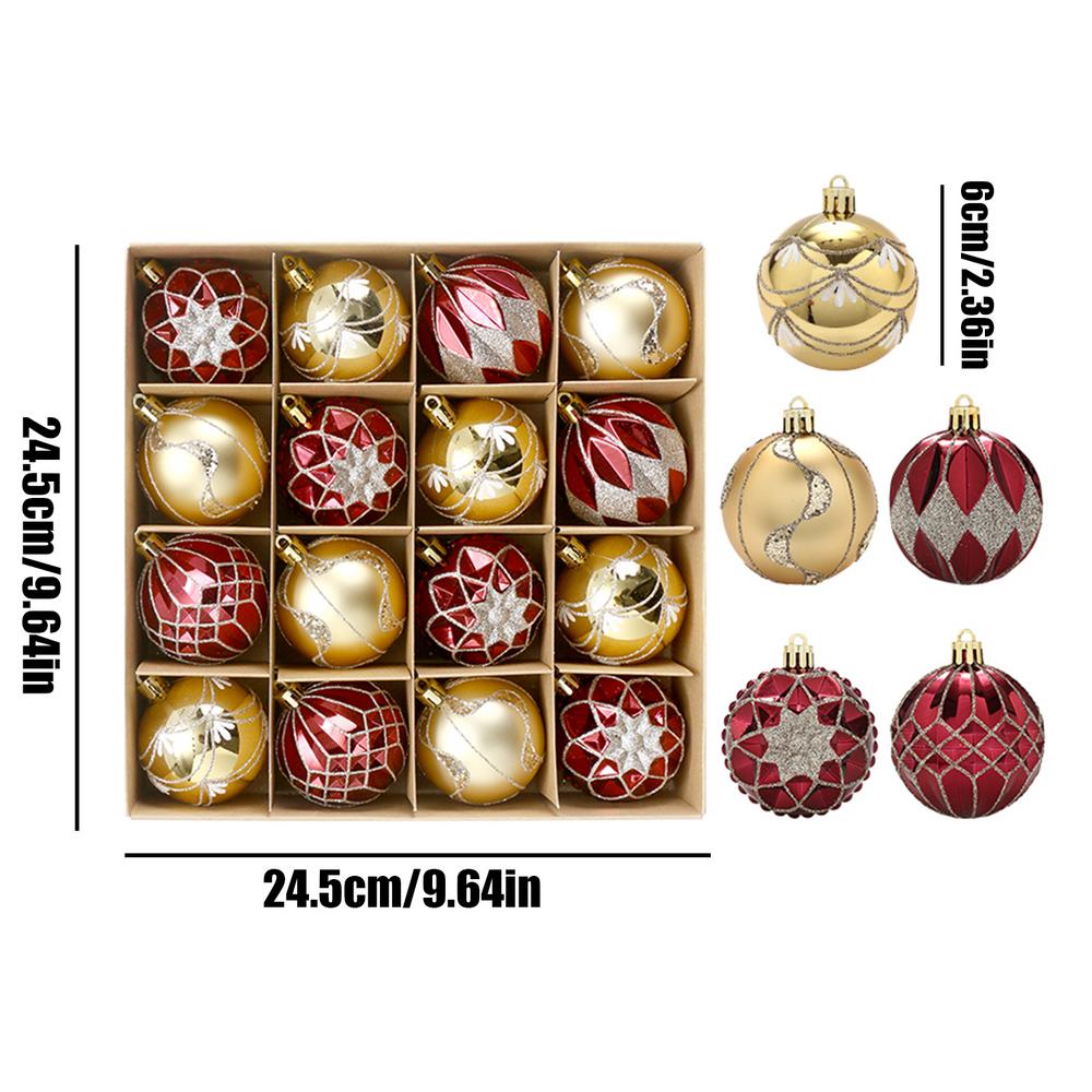 Christmas Decoration Ball Festive 16 Pieces Classic Hangable Decor Christmas Ornaments Set For Holiday Home Festival Gathering