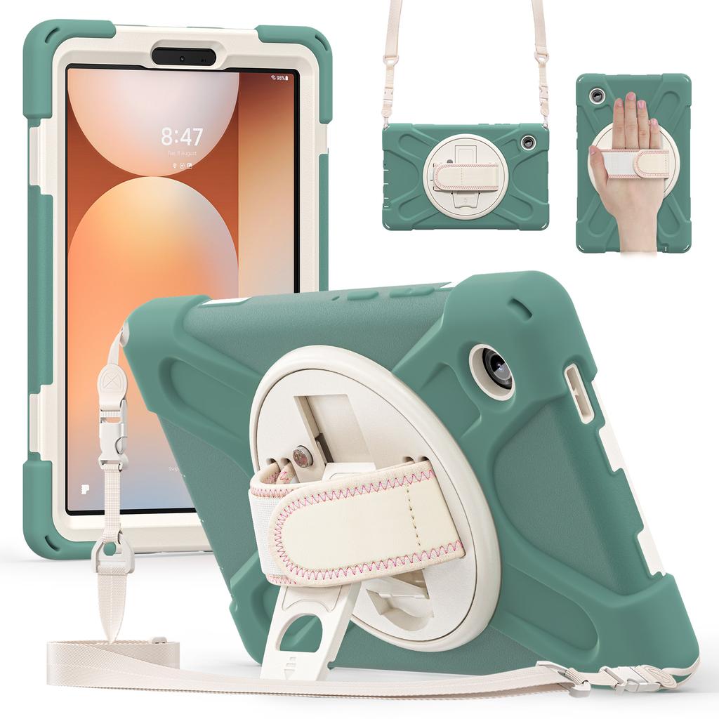 Kickstand Case for Samsung Galaxy Tab A11 2025 8.7 Inch SM-X133 SM-X135 360 Rotating 3-Layers Hybrid Cover with Shoulder Strap