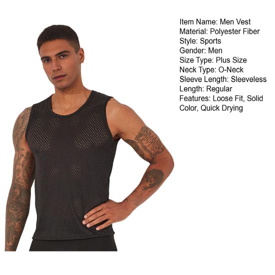 Мужской жилет, легкий, быстросохнущий, дышащий, сетчатый, однотонный, с круглым вырезом, без рукавов, повседневный, майка для тренировок и фитнеса