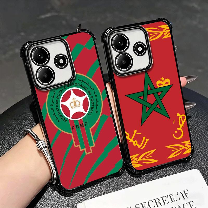 Morocco Flag Plating Phone Case For Xiaomi Redmi Note 14 15 Pro Plus 13 12 11 11S 11T 10 9S 9 5G Anti-Fall Airabag Cover