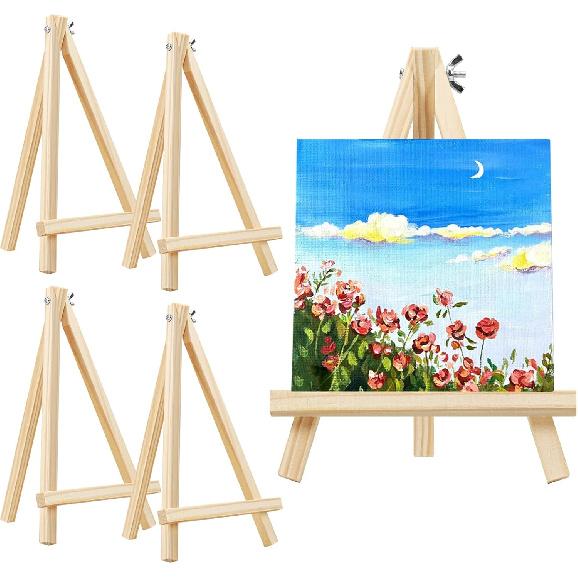 TKOnline 10PCS 9 Inch Wood Easels, Easel Stand for Painting, Art Craft Painting Party Easel, Tabletop Easels, Tripod, Canvas Photo Picture Sign