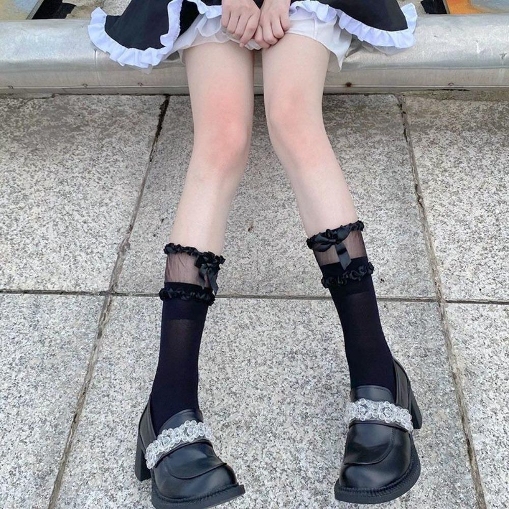 Носки JK Calf Socks Lolita Lace Tube Socks женские летние тонкие носки Lolita Cute Half Socks Thin