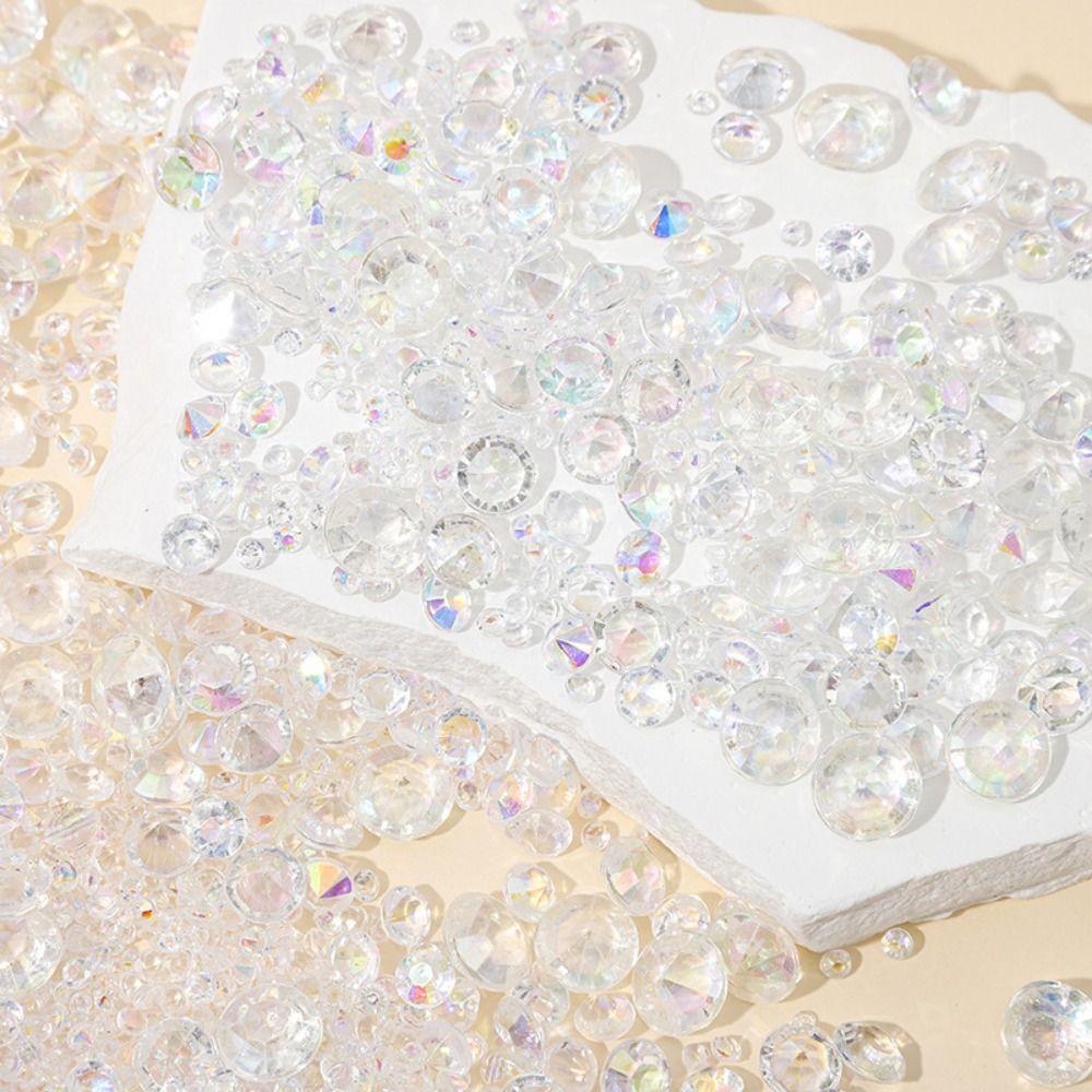 800PCS Mixed Color Acrylic Diamonds 5 Size Artificial Diamonds Gem  Home Decoration