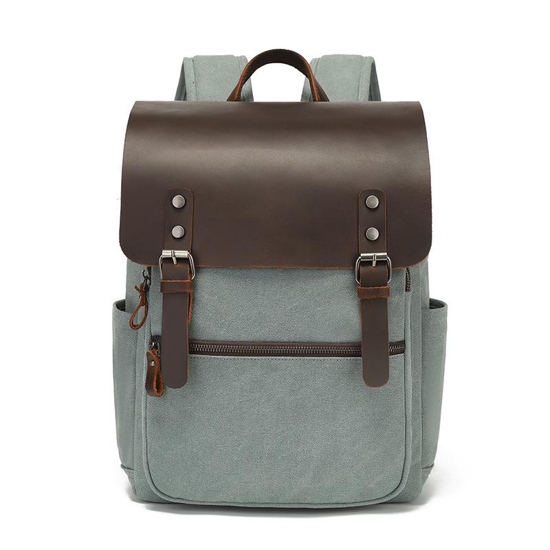 Рюкзаки для ноутбуков из вощеной парусины и кожи в стиле ретро унисекс для путешествий и школы