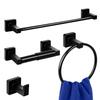 Black Towel Rack Set Stainless Steel Bathroom Home Towel Bar 4-piece Set Bathroom Hardware Pendant