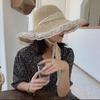 Hat Women's Straw Hat Versatile Summer Thin Breathable Lace Hollow Small Fresh Windbreak Rope