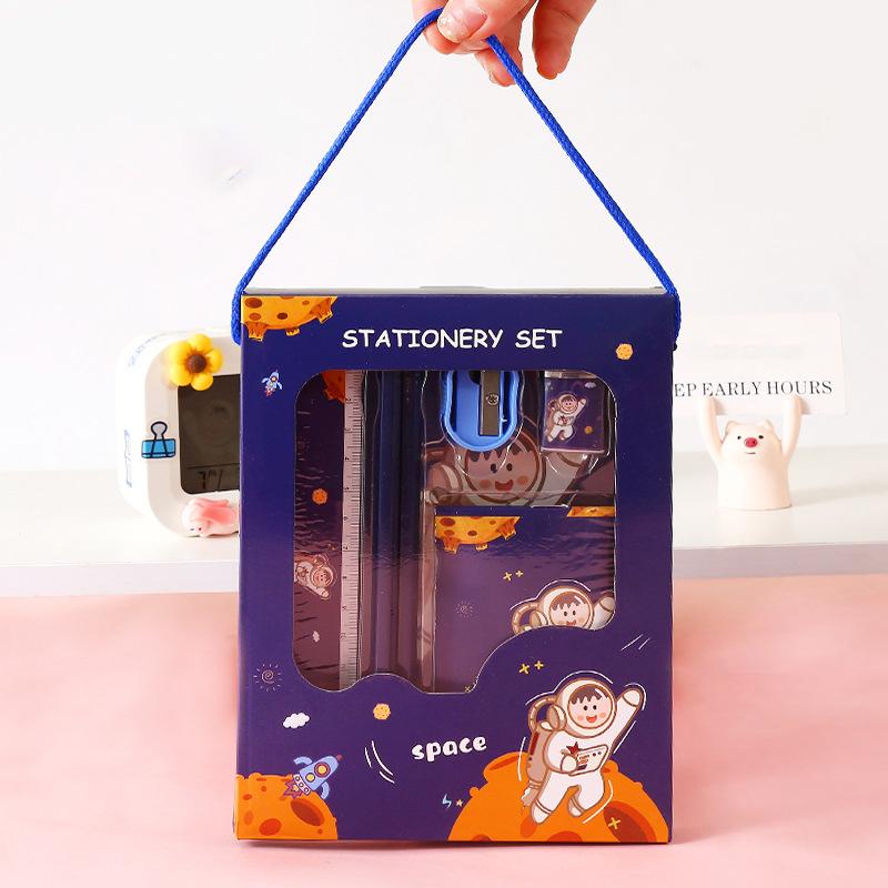 6 шт. творческий детский канцелярский набор мультфильм точилка для карандашей ластик блокнот линейка карандаш кавайные школьные принадлежности подарки