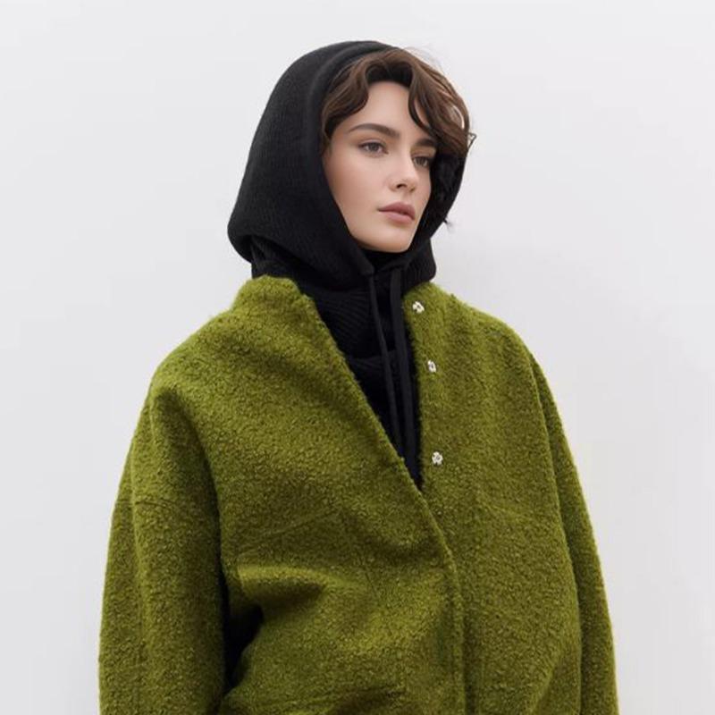 New Solid Color Simple Knitted Scarf Hat, Scarf, One-piece Dual-purpose Drawstring Method Hat To Keep Men and Women Warm In Autumn and Winter