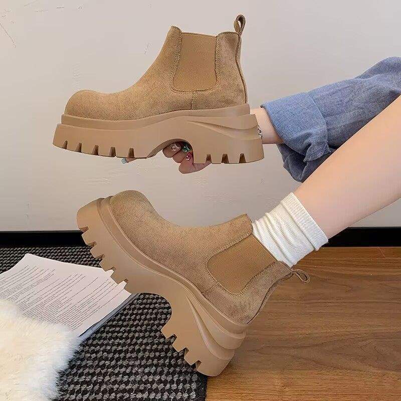 British 2025 Autumn New Martin Boots Heightened Platform Fashion Women's Shoes Versatile Chelsea Boots Women