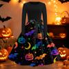 Womens Casual Long Sleeve Dress Halloween Print Round Neck Fit and Flare Midi Dress with Waist Tie and Full Skirt