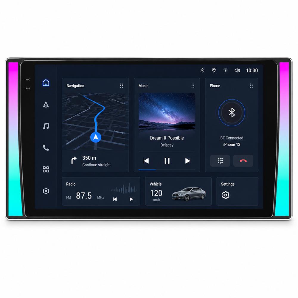Universal Car Stereo, 10.1-inch, GPS Navigation, Supports CarPlay, Android Auto, 5G Wi-Fi, Bluetooth 5.0, Android 15