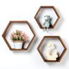 1Pc Storage Rack Bohemia Hexagonal Wooden Frame Farmhouse Decoration Wall Decoration Fashion Wall Mounted Frame Plant Framework