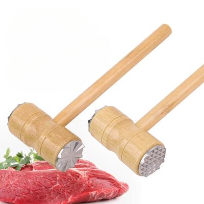 1 шт. Многофункциональный двусторонний отбиватель и молоток для мяса, деревянная ручка, молоток для стейков, ручной кухонный инструмент