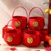 4Pcs Handle Chinese Wedding Candy Bag Big Red Wedding Candy Gift Boxs  Marriage Supplies