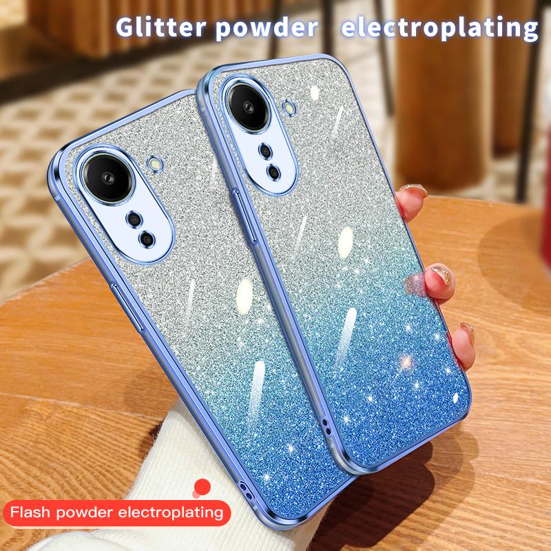 Модный чехол с градиентным покрытием и блестками для Xiaomi Mi 14 13 Pro 12 11 Lite 13T 12T 11T Redmi Note 13 12 Pro 12S 11 11S Силиконовая задняя крышка
