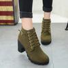 Women's Plus Size Round Toe PU Snow Boots Casual Short Tube Thick High Soled Martin Boot Belt Buckles Knight Shoes 35-42