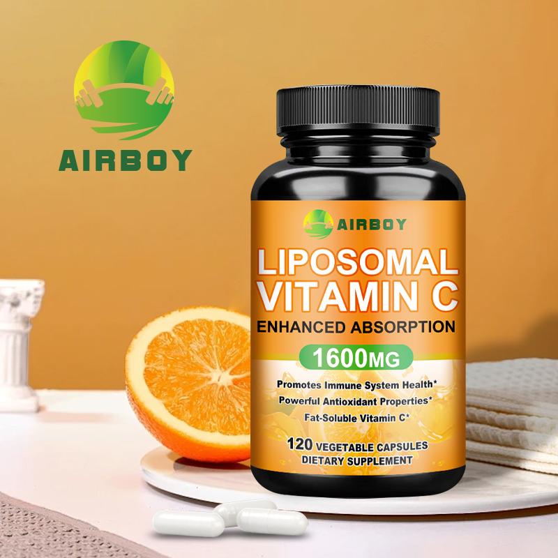 Airboy Капсулы с липосомальным витамином С, 1600 мг на порцию, высокая скорость усвоения, подходят для взрослых.