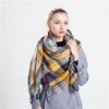 Модный квадратный шарф, осенне-зимний имитация кашемира, желтый и серый клетчатый шарф, шаль двойного назначения