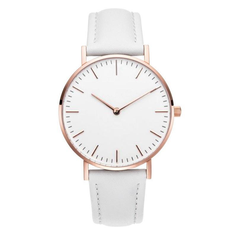 Simple Elegant Watch for Women  Pink White Leather Watchband Dress Lady Wrist Watches Casual Female Clock  Montre Femme