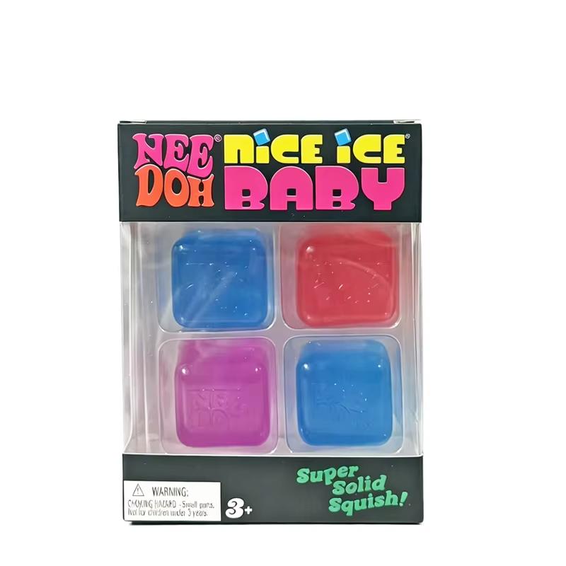 Needoh Nice Ice Baby Набор из 4 шт. Сжимаемые кубики льда Охлаждающий набор C Сенсорные игрушки для сжатия Снятие тревоги Стресс-мячи СДВГ Сенсорный подарок