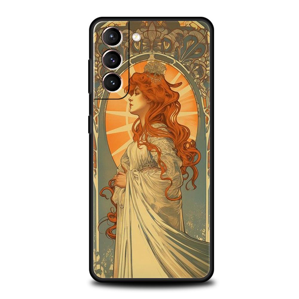 Чехол для телефона Samsung Galaxy S25/S24/S23/S22/S20/S21/FE/Ultra/S10/S10E/S9/Plus/5G Мягкий ТПУ Чехол Арт Постер АЛЬФОНС МУХА Сумки