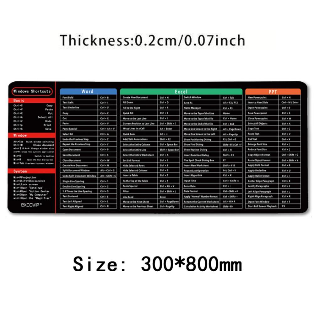 Waterproof Shortcut Mouse Pad NonSlip Office Software Mousepad Quick Key Mousepad  Software Excel
