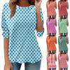 Women's Loose Casual Long Sleeve Top Round Neck Button Pull Stripe Prints T Shirt