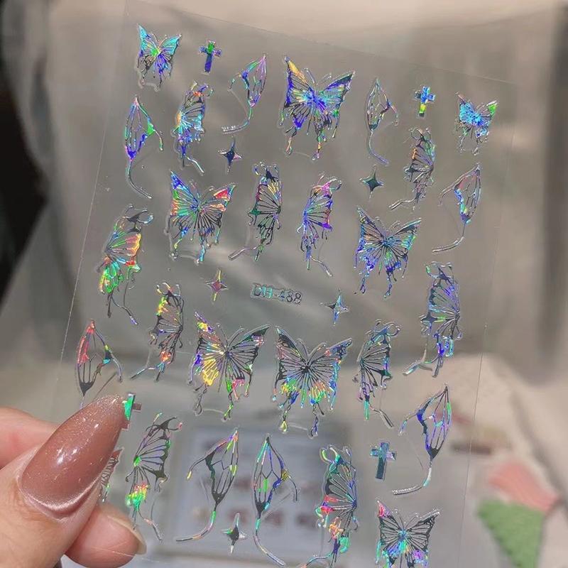 Жидкая полая наклейка в виде бабочки, алмазная сверкающая ракушка, светящаяся наклейка для ногтей в форме бабочки, наклейка для дизайна ногтей, дизайн, маникюрный инструмент