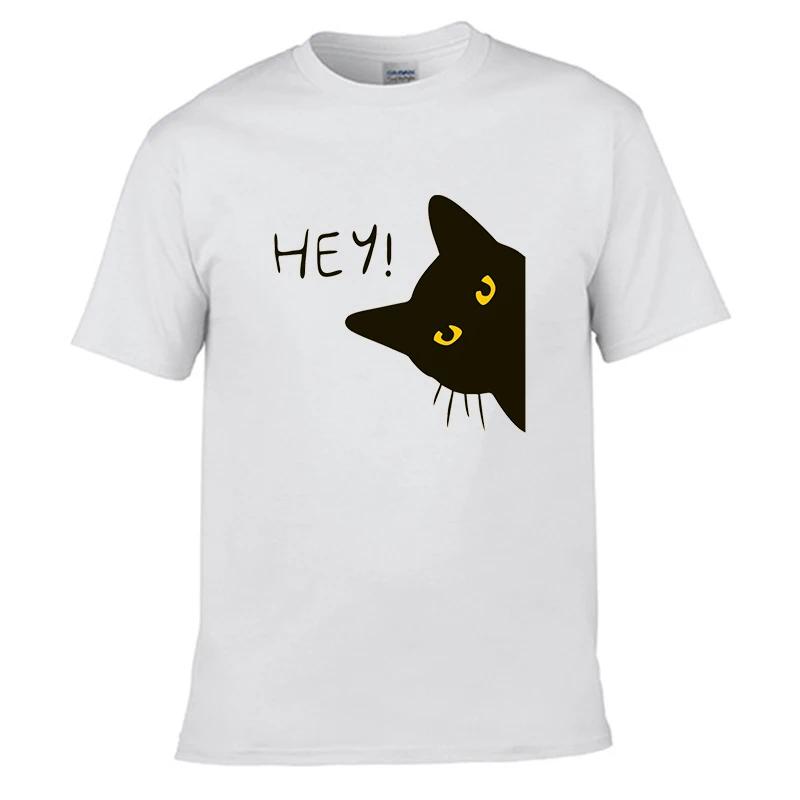Say Hey Cat Pattern Printing Мужчины Женщины Футболка с принтом Уличная одежда Модные топы Спортивная одежда